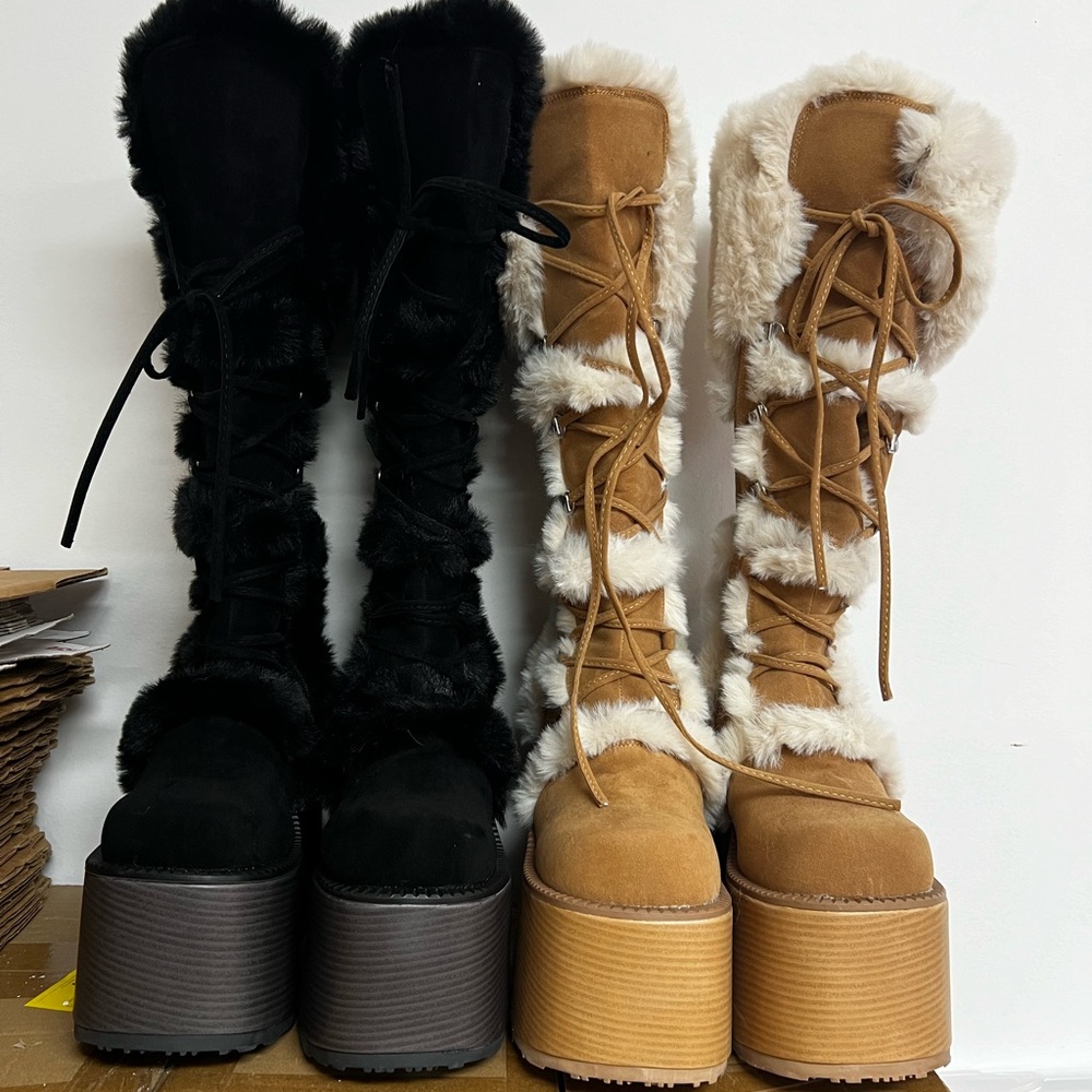 DEMONIA CAMELS 2.0 • Dolls Kill Pure Vigilance Collab • BLACK SIZE 10 / BROWN 11